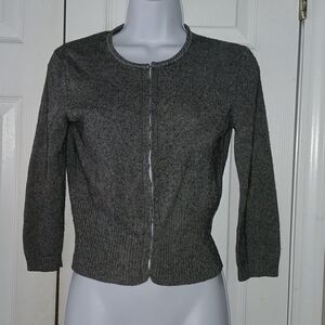 The Limited Silk Cashmere gray cardigan   3/4 length sleeve  Sz M EUC